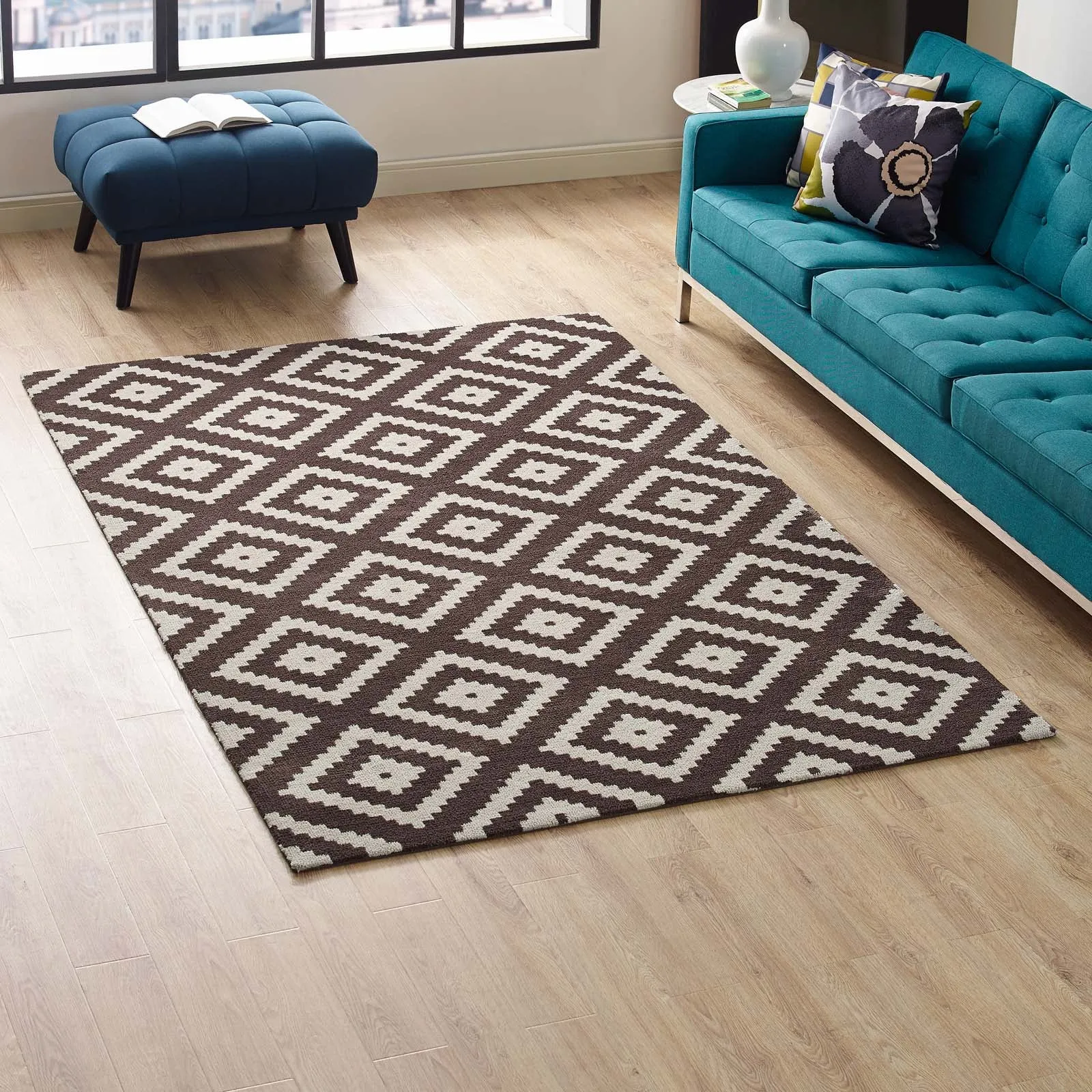Alika Abstract Diamond Trellis Area Rug by Modway