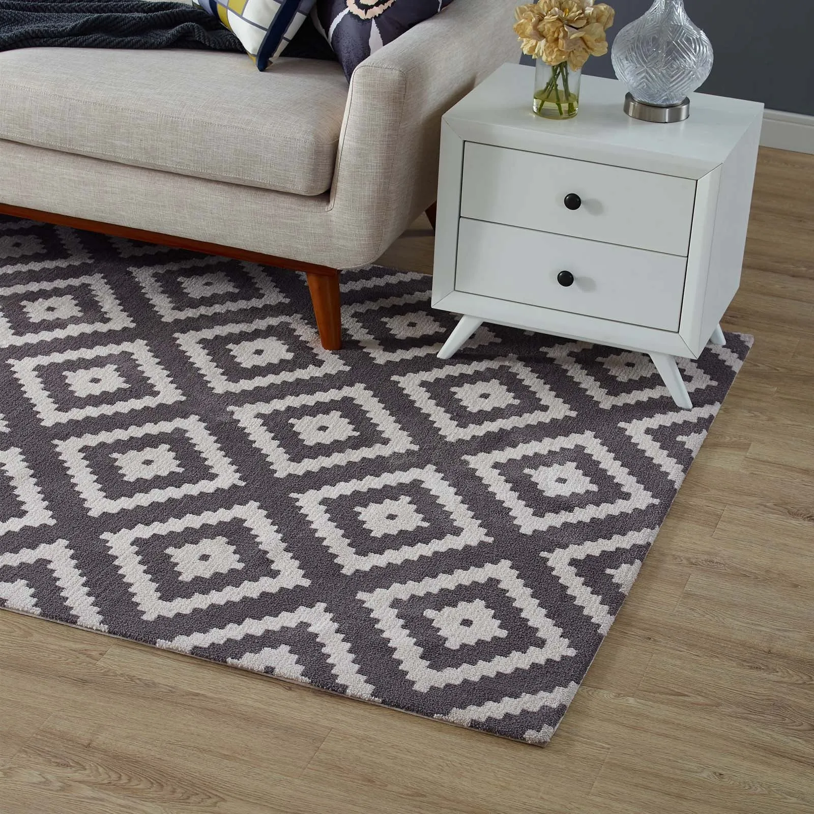 Alika Abstract Diamond Trellis Area Rug by Modway