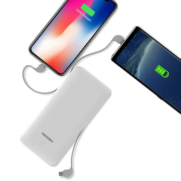 All in One Super Slim best power bank External Battery Pack Charger 10000mah Built-in Micro Type-c iphone cable Three cable high capacity NO AC