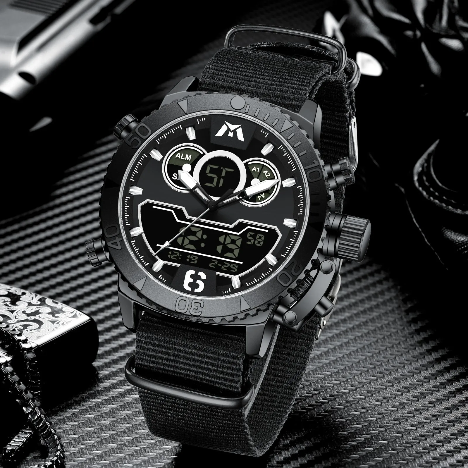 Analog Digital Watch | Nylon Band | 8269M