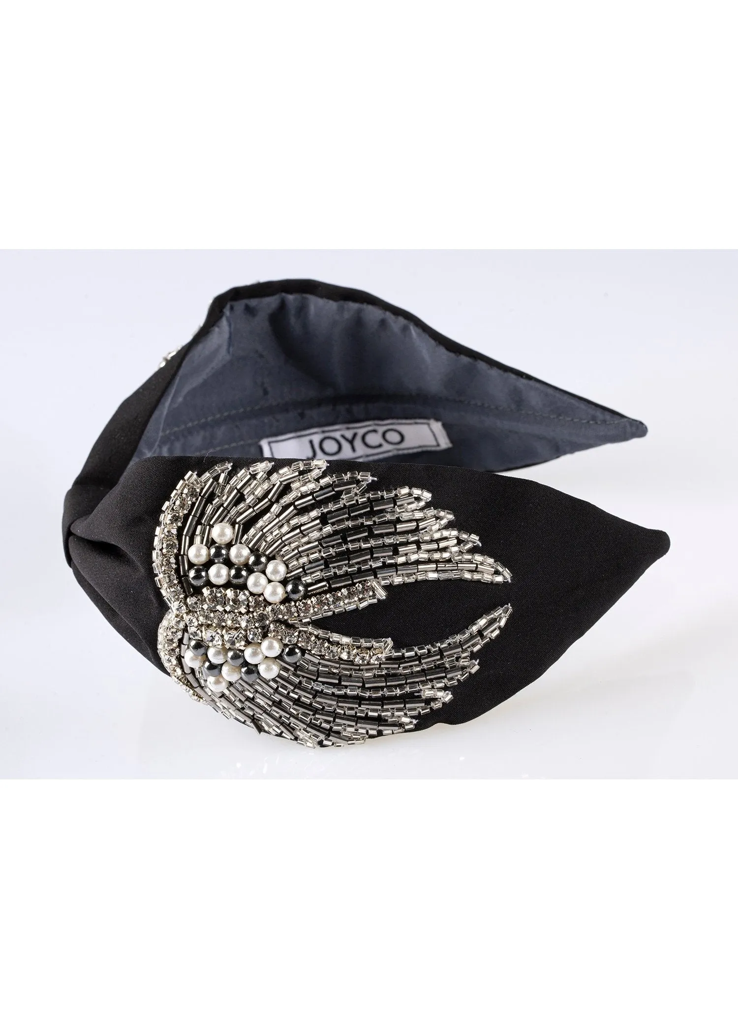 Angelo Black Bead Embroidered Women Headband