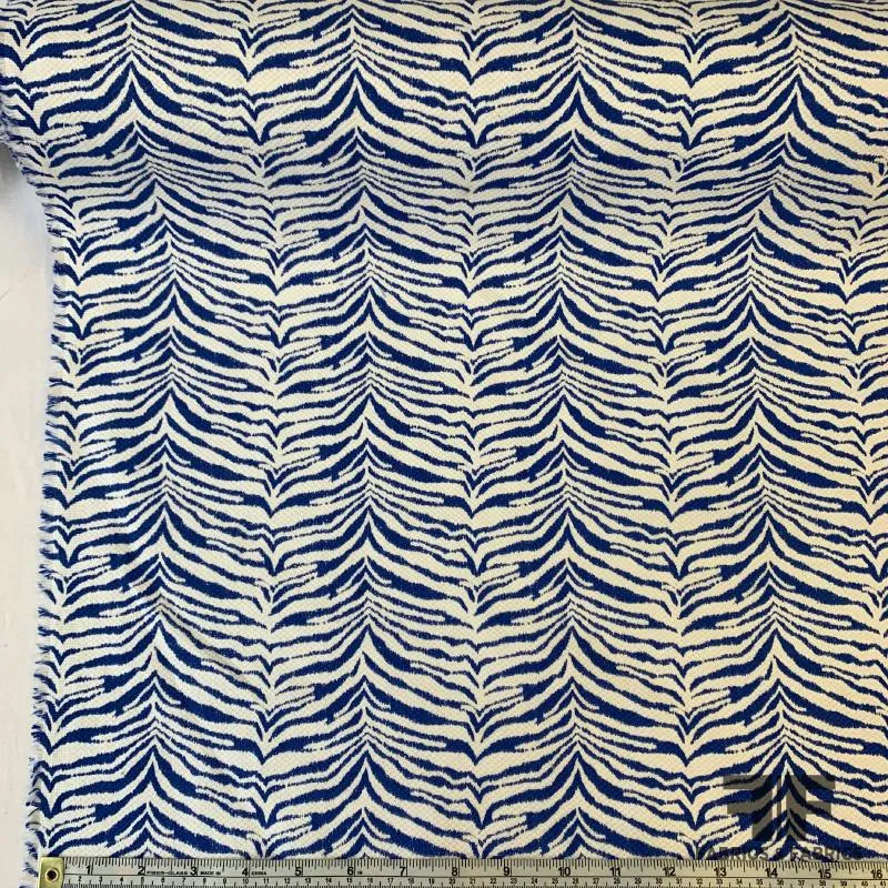 Animal Printed Cotton Piqué - Blue/White