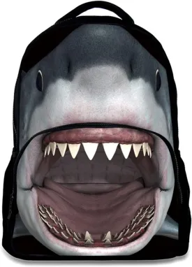 Animal School Bag Shark Backpack For Man/Kid/Girl/Woman 3D Printing Student Backpack 17 Inch Black Casual Daypack