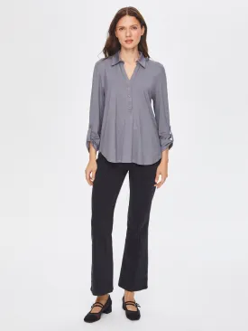 Anthracite Collared Long Sleeve T-Shirt 69023