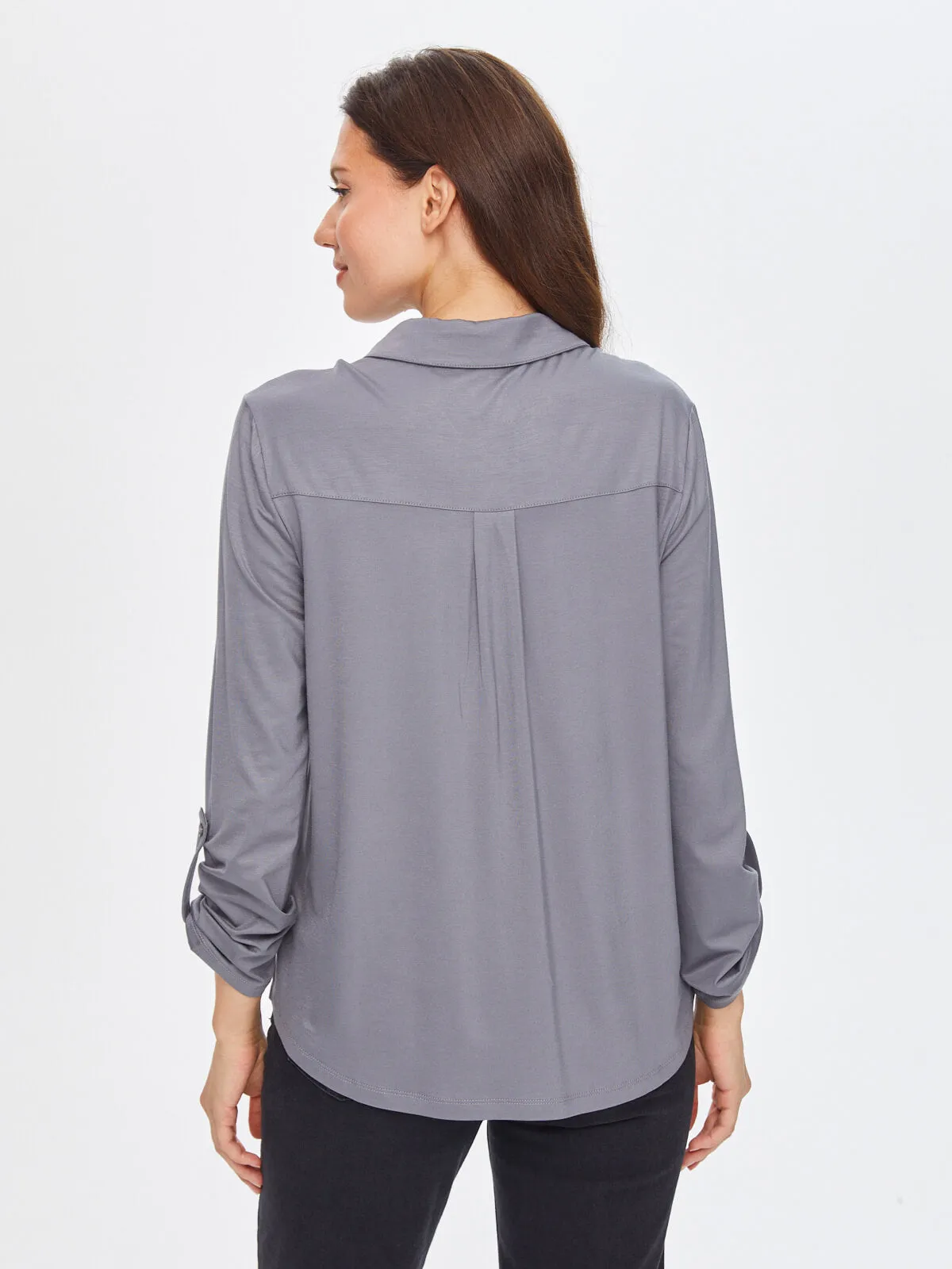 Anthracite Collared Long Sleeve T-Shirt 69023