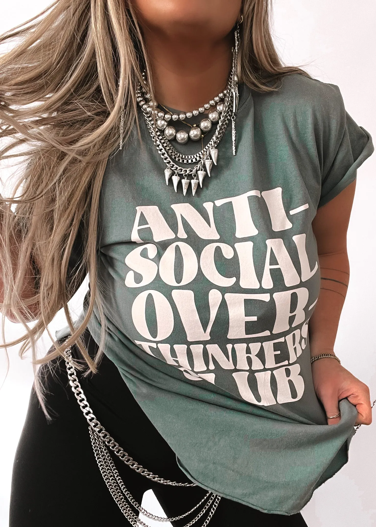 ANTISOCIAL OVERTHINKERS CLUB SIDE SLIT TEE