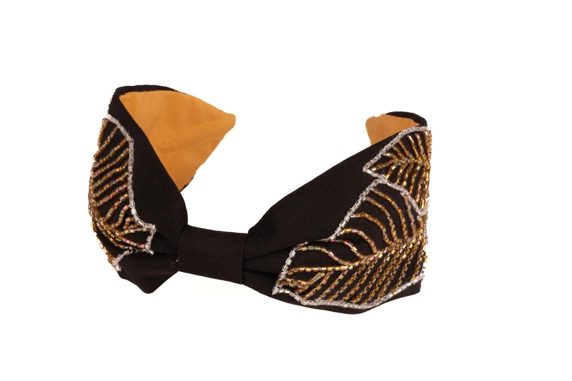 Apolline Black Bead Embroidered Women Headband