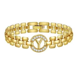 Apsvo Y Letter Bracelet Gold Initial Bracelet Cubic