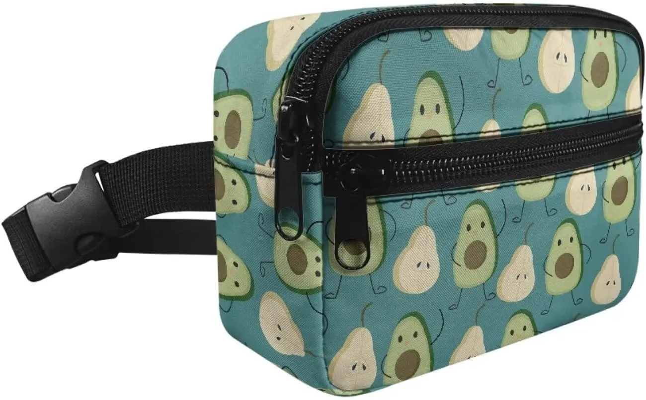 Avocado Pattern Children's Fanny Pack Waist Bag Toddler with Zippered 2 Pockets Adjustable Strap Small Belt Bags Crossbody Kids Boys Sports Running Traveling Hiking School