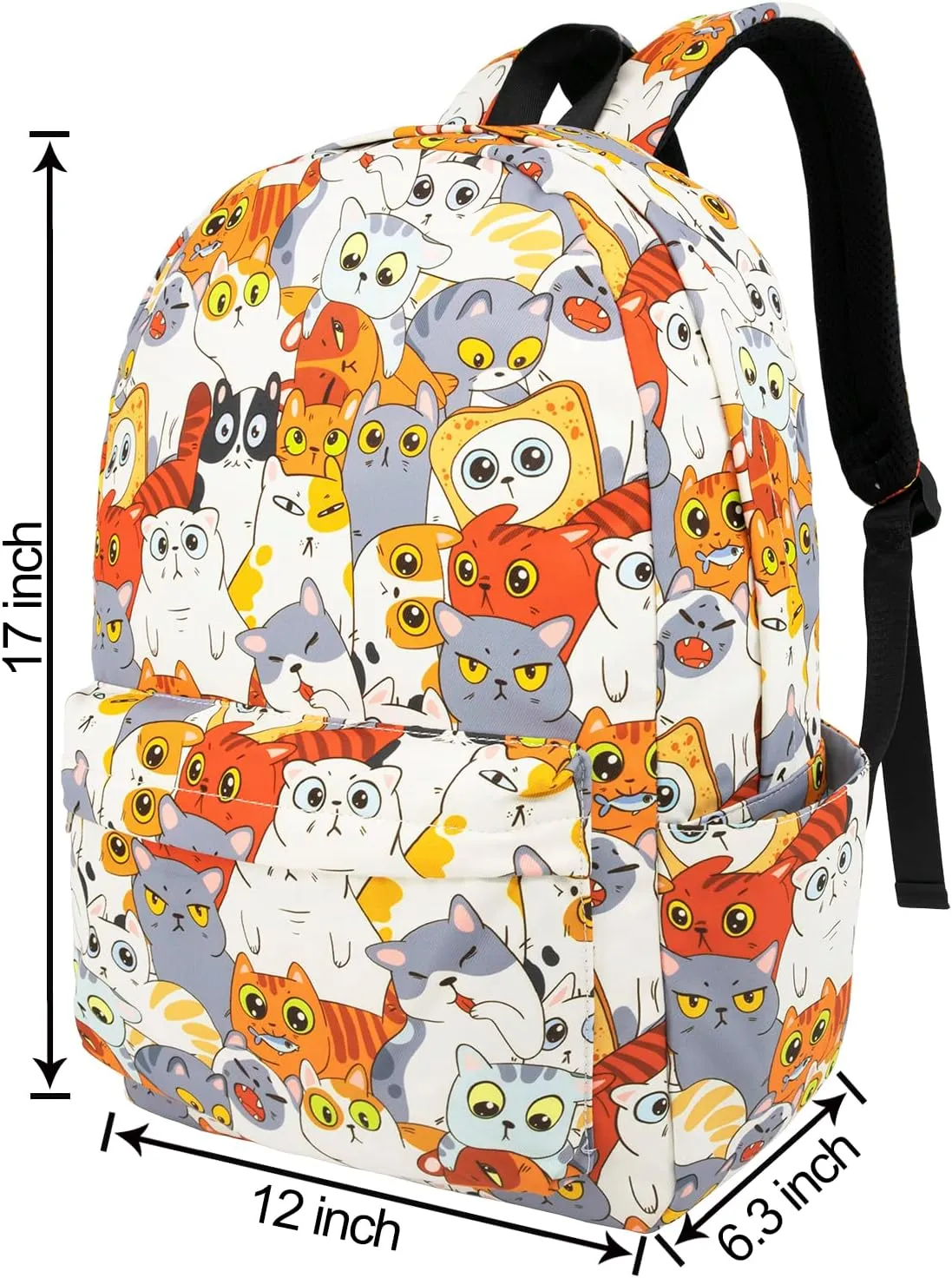 Backpack Cute Cat Backpacks for Girls Boys Teens Kids College Middle Elementary High School Student Bookbags Travel Waterproof Book Bag Laptop Back Pack