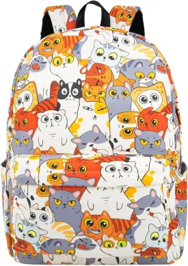 Backpack Cute Cat Backpacks for Girls Boys Teens Kids College Middle Elementary High School Student Bookbags Travel Waterproof Book Bag Laptop Back Pack