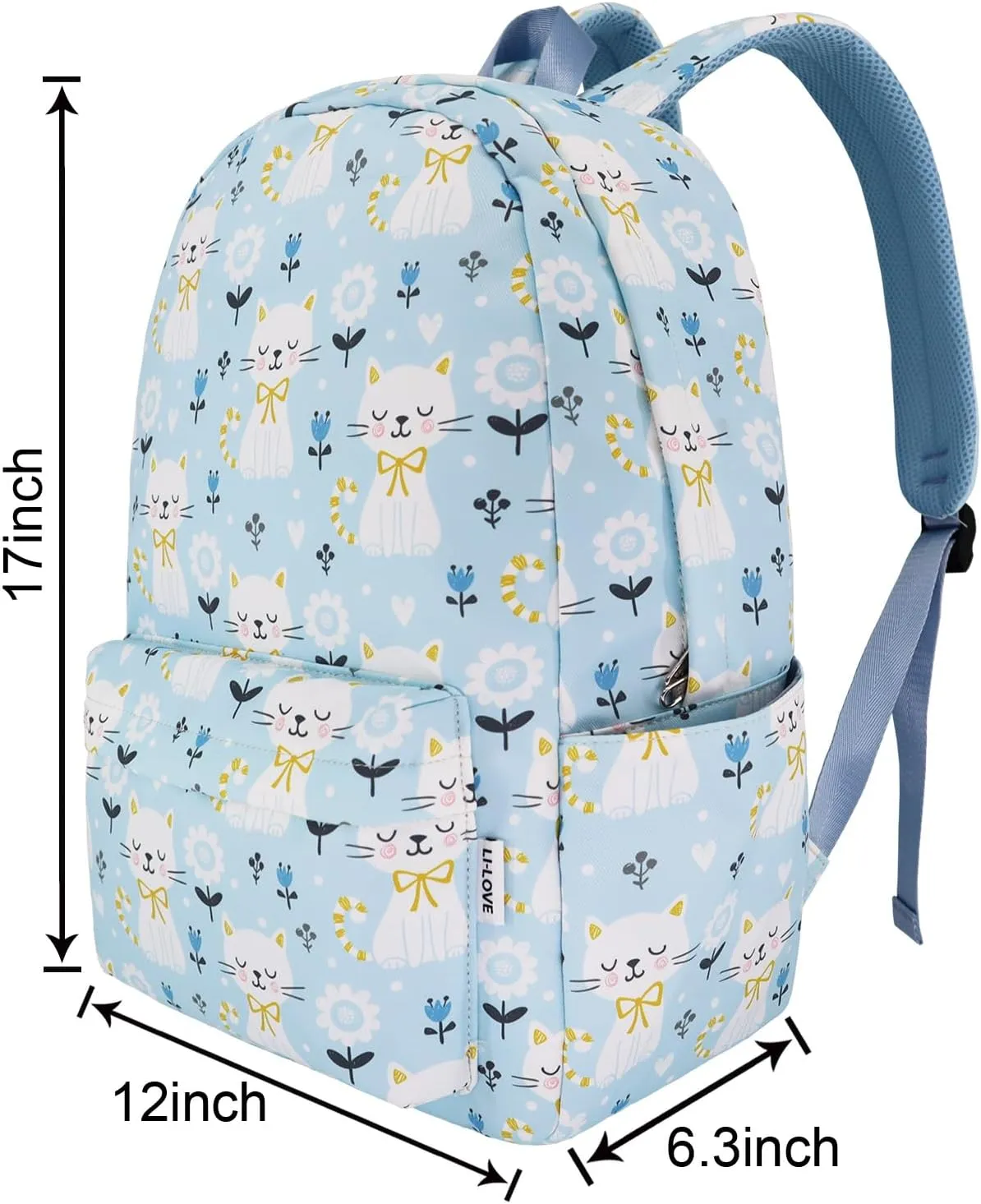 Backpack for Girls Teens Kids College Middle Elementary High School Cute Cat Flower Backpacks Student Bookbags Travel Waterproof Book Bag Laptop Back Pack