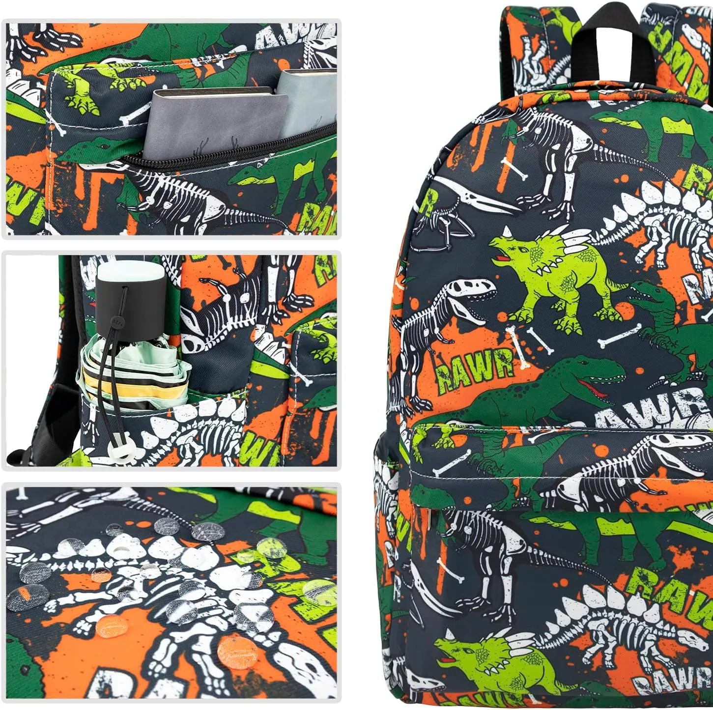 Backpack for Middle Elementary High School College Student Bookbags Boys Teens Kids Waterproof Backpacks Dinosaur Book Bag Travel Laptop Back Pack