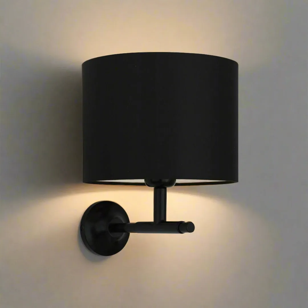 Bangor Black Wall Light With Drum Shade
