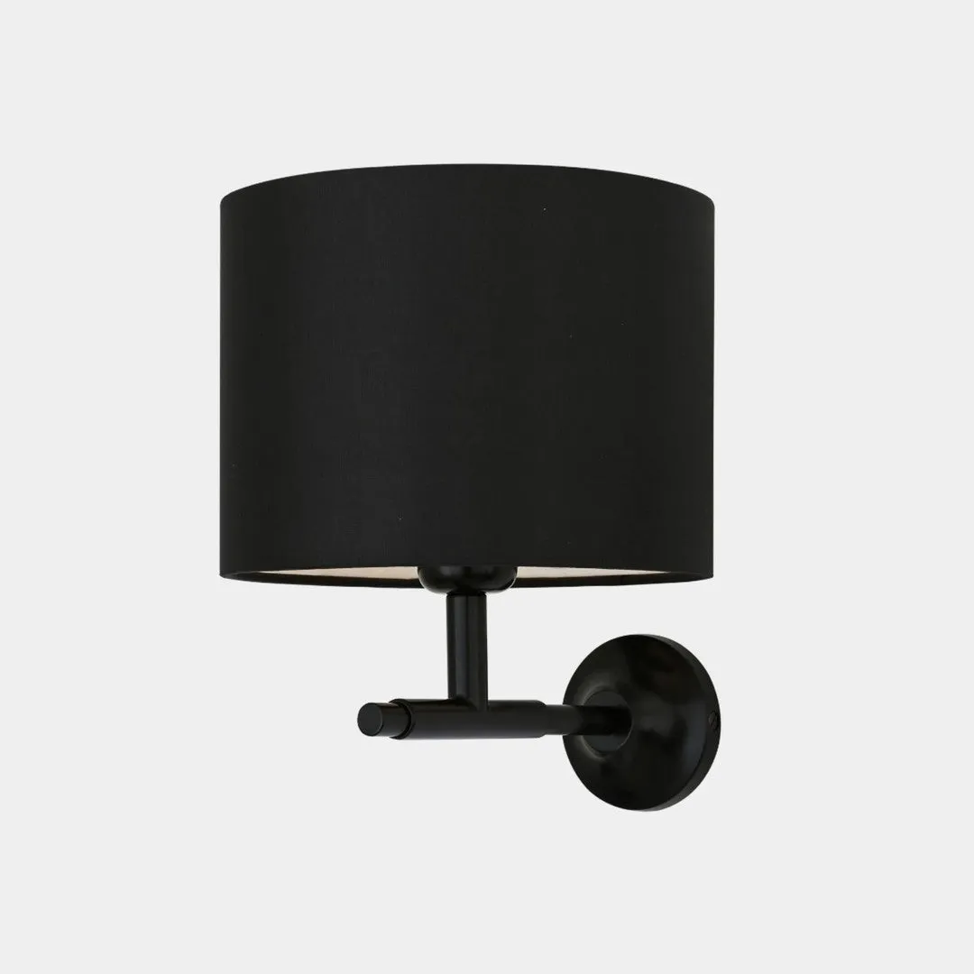 Bangor Black Wall Light With Drum Shade