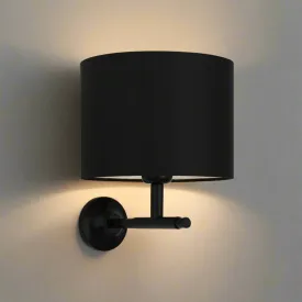 Bangor Black Wall Light With Drum Shade