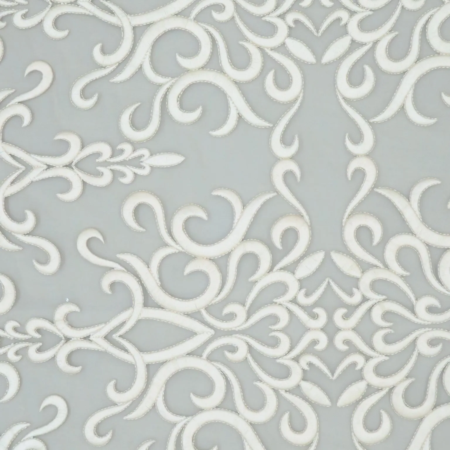 Beige Tulle with Champagne Abstract Design Embroidered Fabric