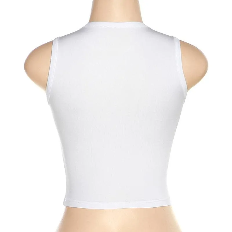 BerryBetty - Body pattern contrast round neck sleeveless crop top