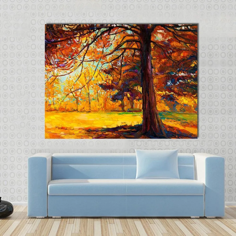 Big Tree In Autumn Canvas Wall Art