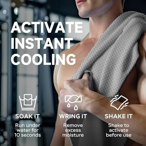 BILITOK Superfiber Ice Towel Neck, Soft Breathable Cold Towel Cooling, Yoga, Sports, Golf, Gym, Camping, Running, Fitness, Exercise and More Activities, 4 Packs (Black/Gray)