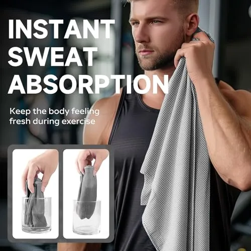 BILITOK Superfiber Ice Towel Neck, Soft Breathable Cold Towel Cooling, Yoga, Sports, Golf, Gym, Camping, Running, Fitness, Exercise and More Activities, 4 Packs (Black/Gray)