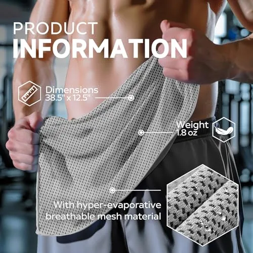 BILITOK Superfiber Ice Towel Neck, Soft Breathable Cold Towel Cooling, Yoga, Sports, Golf, Gym, Camping, Running, Fitness, Exercise and More Activities, 4 Packs (Black/Gray)