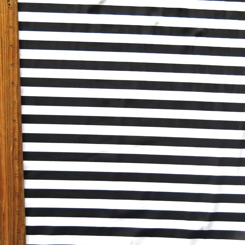 Black and White 1/2 Stripe Nylon Spandex Swimsuit Fabric
