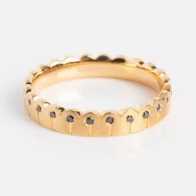 Black Diamond and Matte Gold Stacking Ring