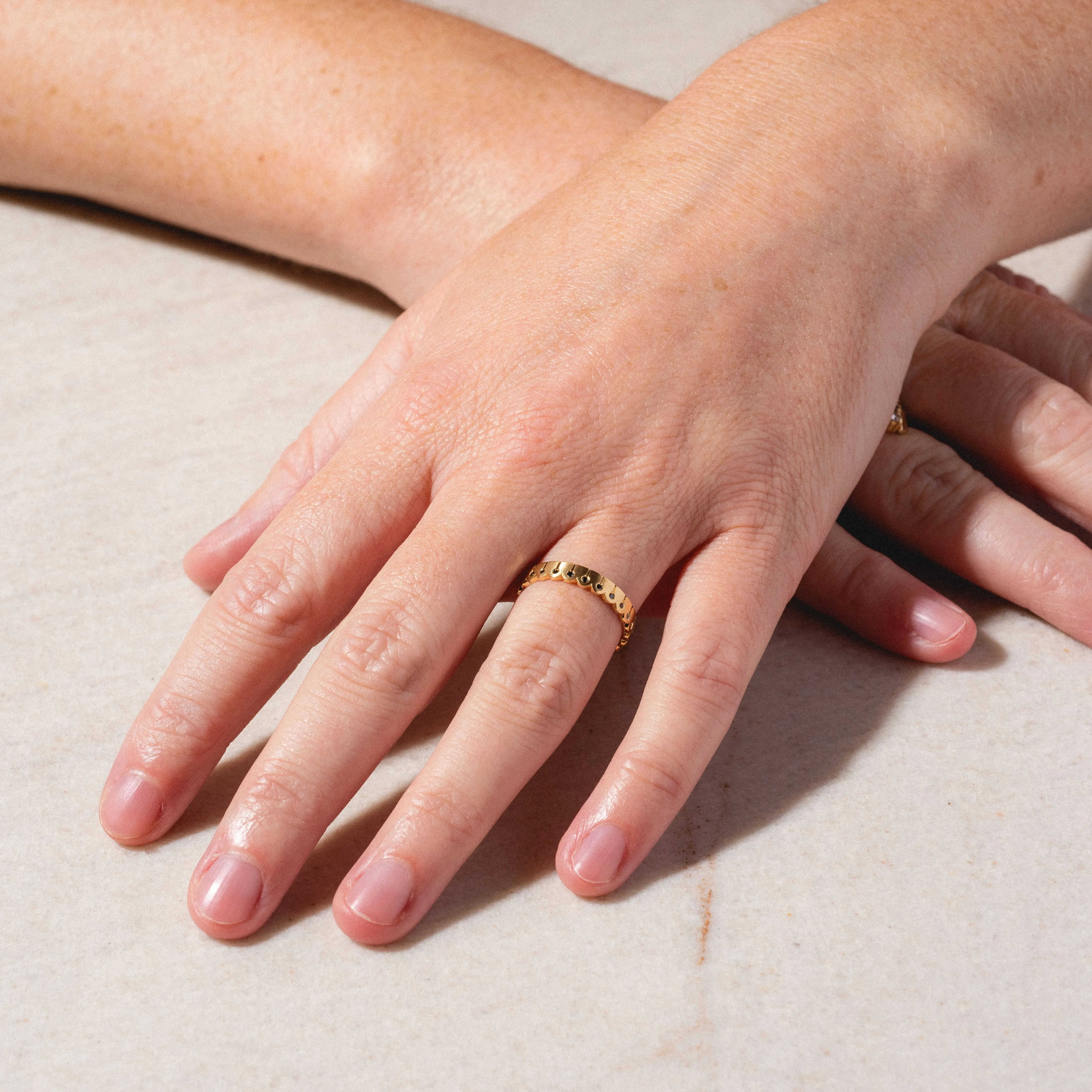 Black Diamond and Matte Gold Stacking Ring