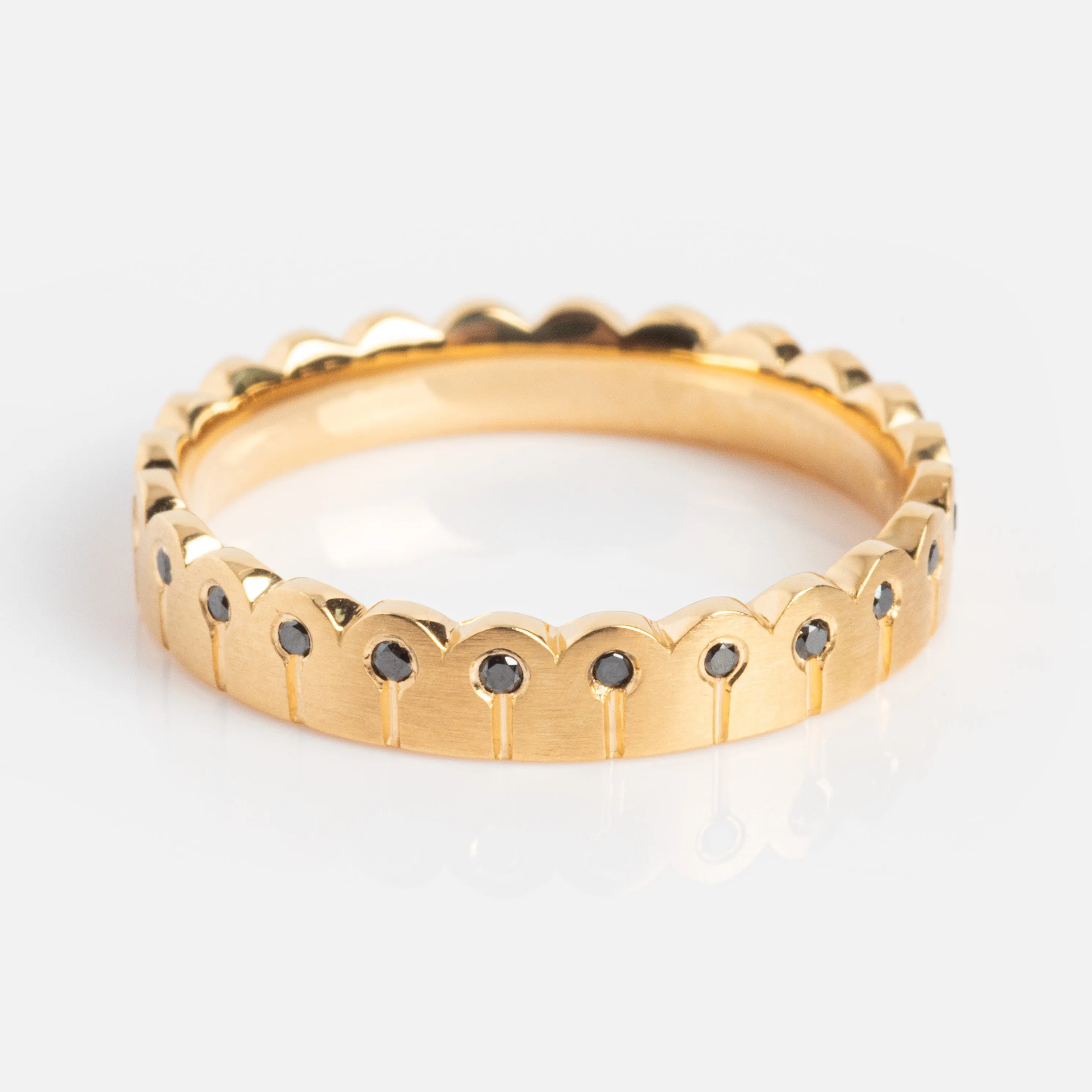 Black Diamond and Matte Gold Stacking Ring