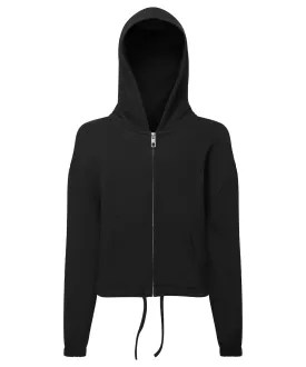 Black - Kids TriDri® recycled cropped oversize full-zip hoodie
