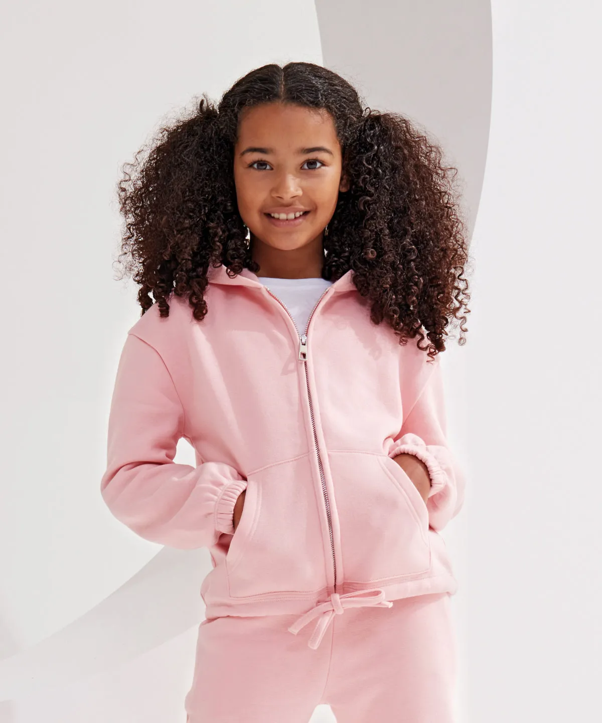 Black - Kids TriDri® recycled cropped oversize full-zip hoodie