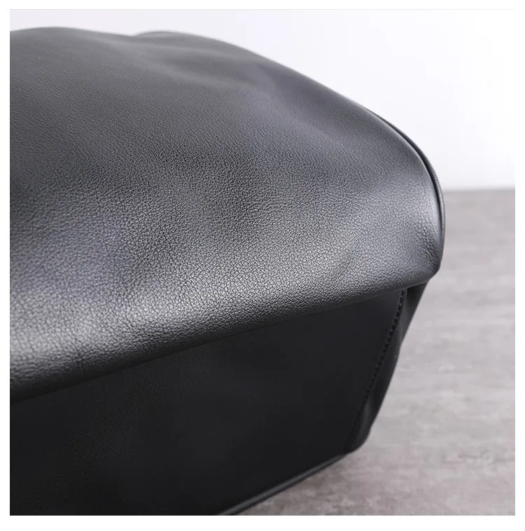 Black Nylon Backpacks Womens Cute School Backpack Purse Black Nylon Leather College Rucksack for Ladies