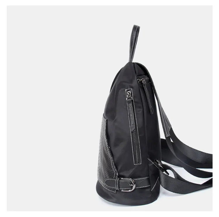 Black Nylon Satchel Backpack Womens Snake Pattern Leather School Backpacks Purse Nylon Leather Travel Rucksack for Ladies