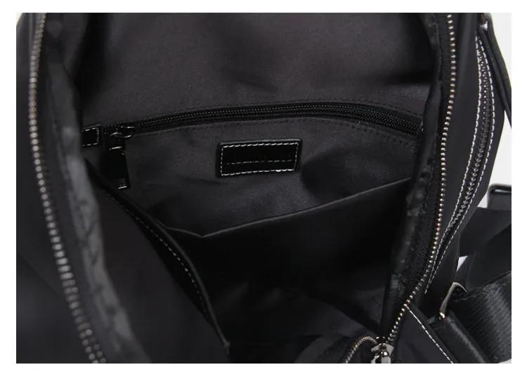 Black Nylon Satchel Backpack Womens Snake Pattern Leather School Backpacks Purse Nylon Leather Travel Rucksack for Ladies