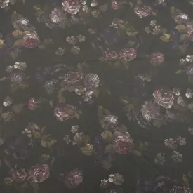 Black Tulle with Cheer Flowers Design  Embroidered  Fabric