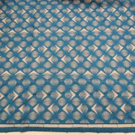Blue Abstract Embroidery Tulle Fabric