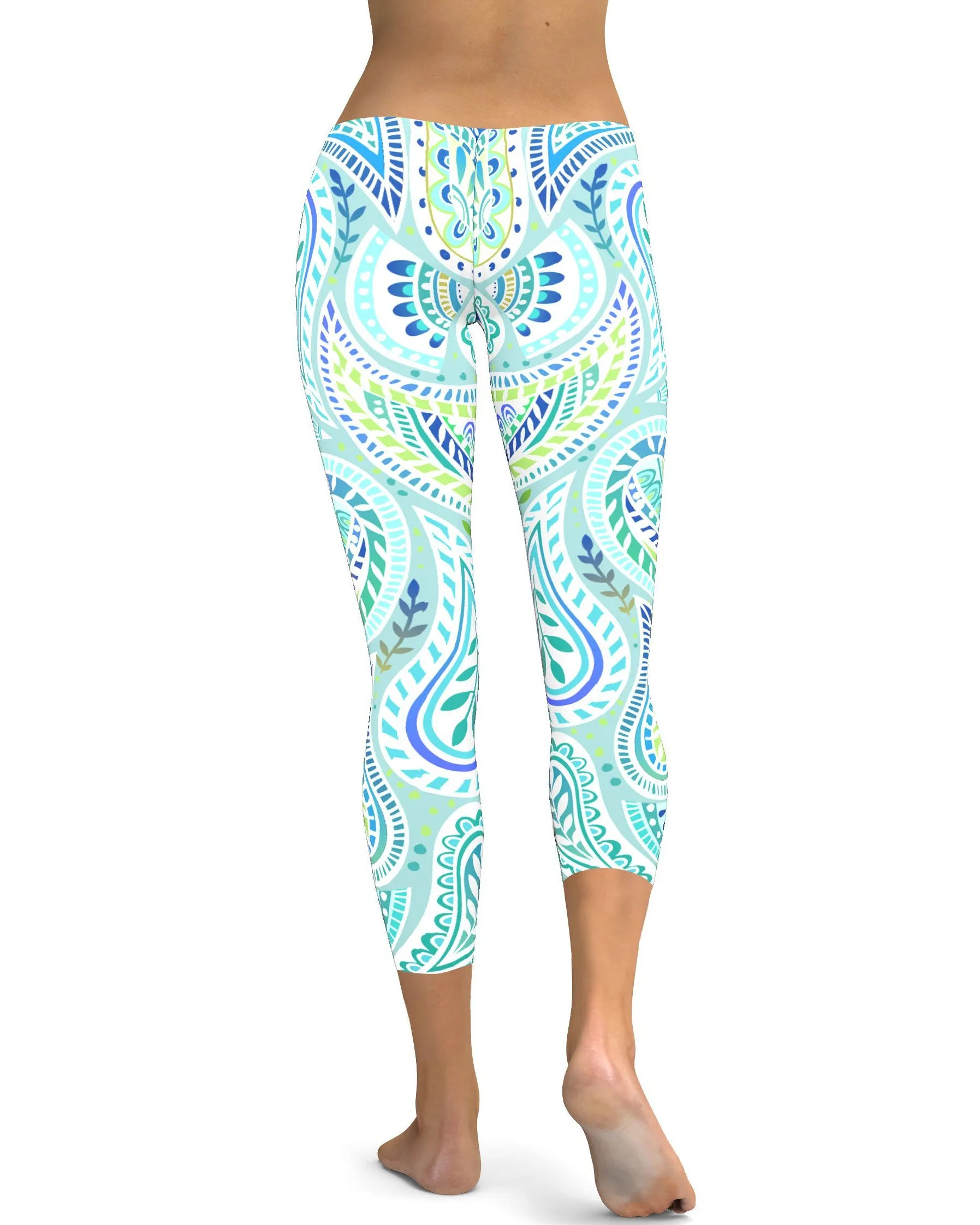 Blue and Green Paisley Capris