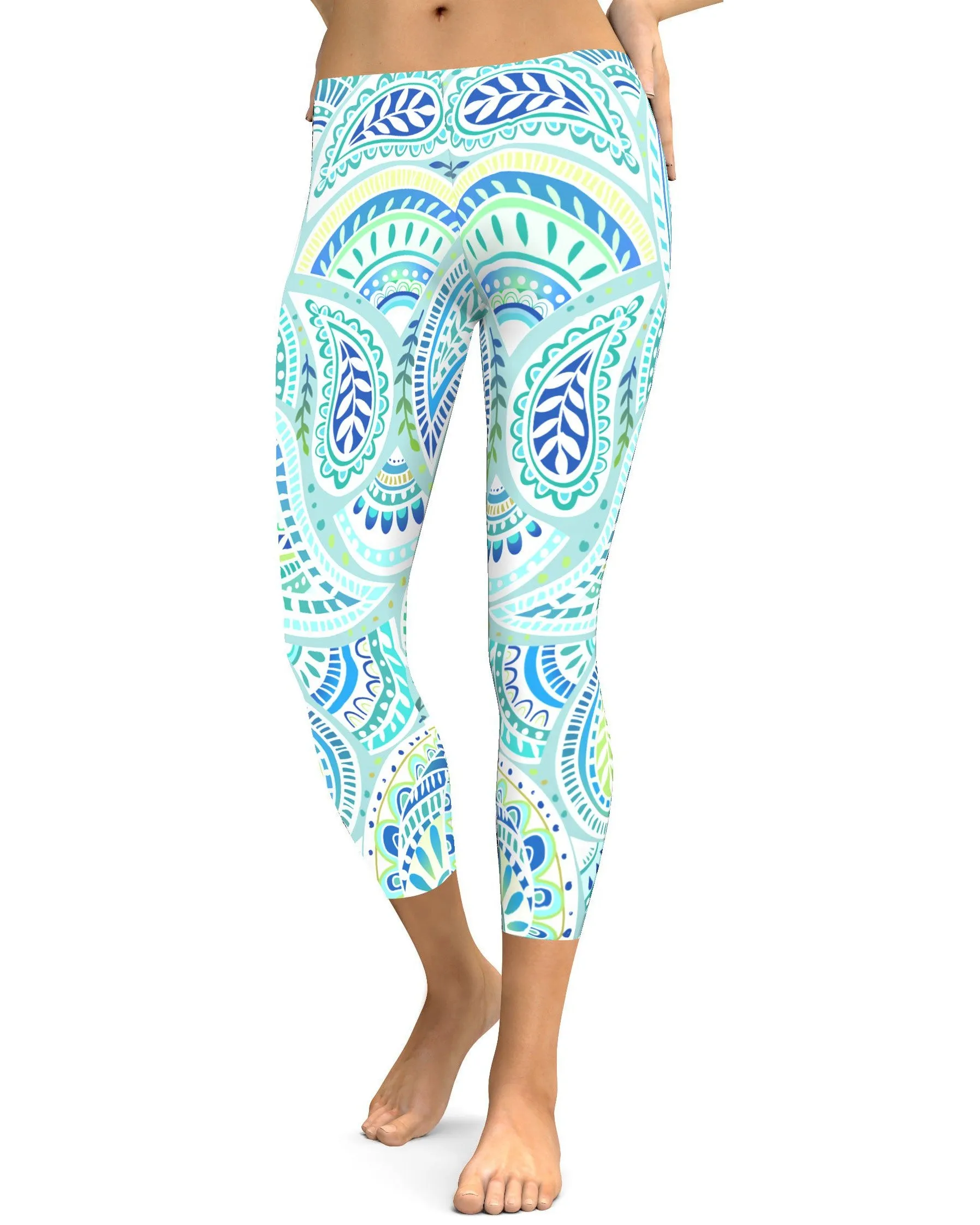 Blue and Green Paisley Capris