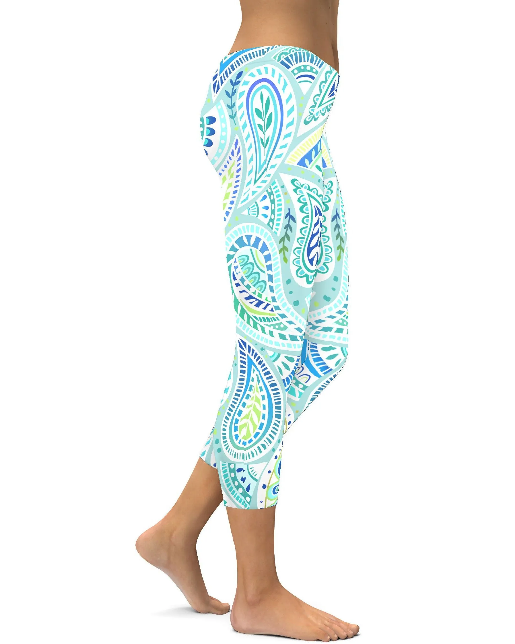 Blue and Green Paisley Capris