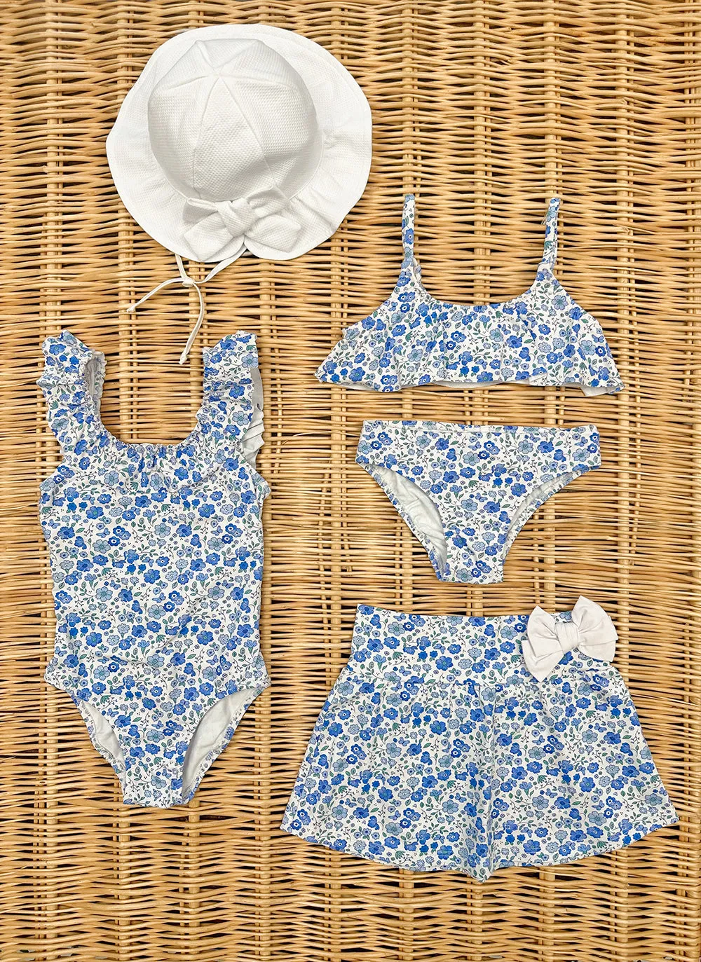 Blue Flowers Onepiece Swimsuit