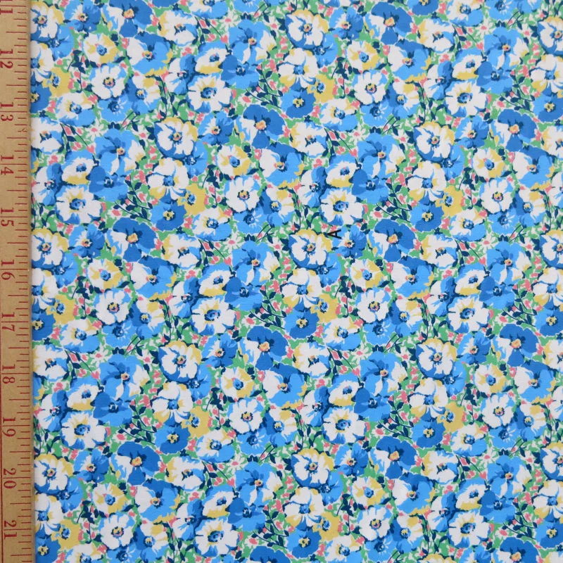 Blue/Yellow Floral Nylon Spandex Swimsuit Fabric
