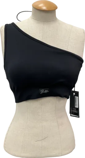 Bo   Tee Black One Shoulder Sports Bra UK M