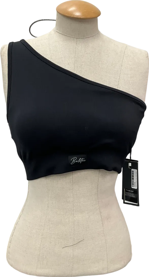 Bo   Tee Black One Shoulder Sports Bra UK M