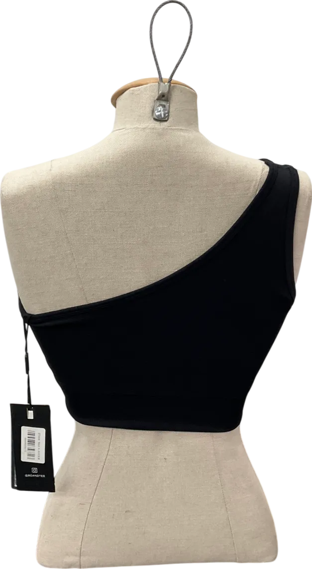 Bo   Tee Black One Shoulder Sports Bra UK M