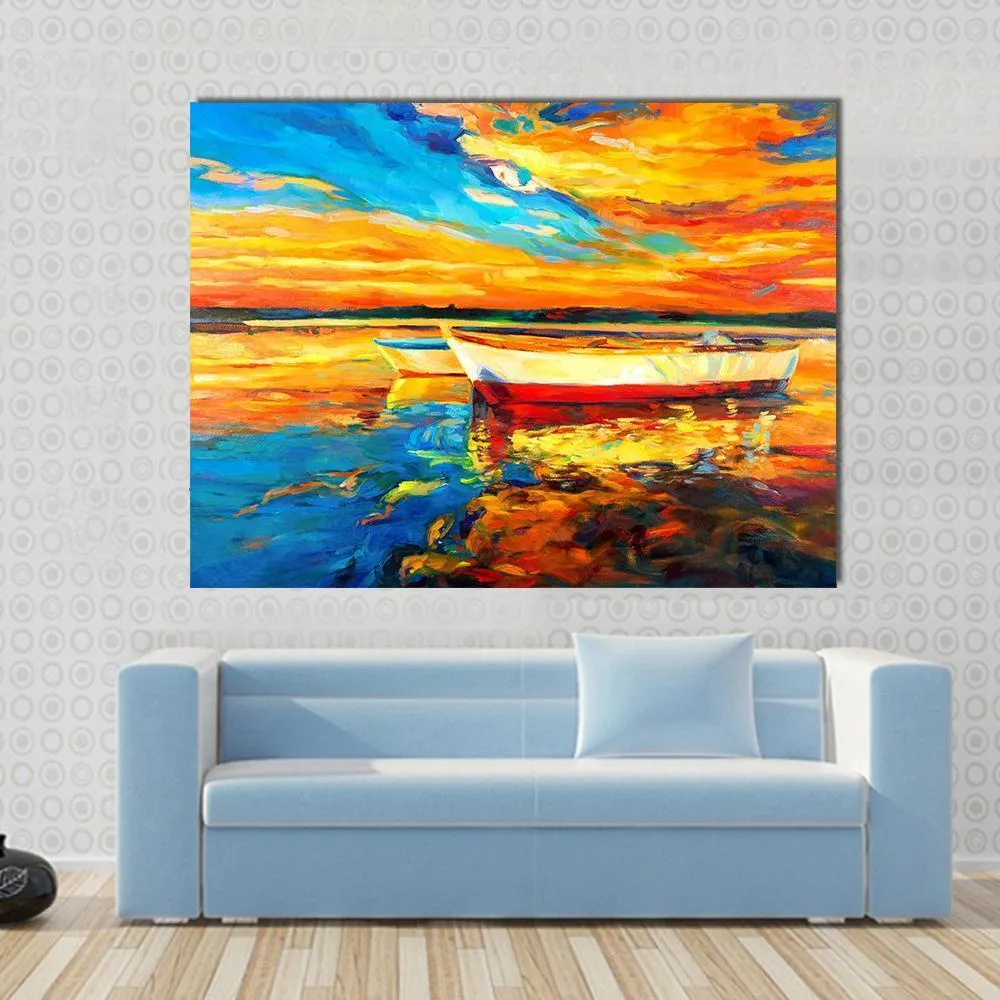 Boat & Sea Abstract Canvas Wall Art