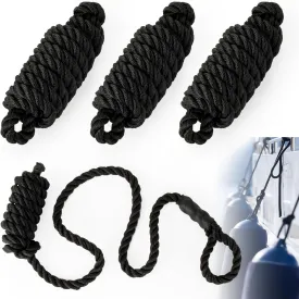 Boat Dock Lines 3PCS - Boat Fenders Dock Lines Anchor Rope with 1.9" Eyelet Pontoon Boat Accessories for Docking A Tot Buoy Triple Braided Marine Rope Tough and Sturdy 0.4" X 78" Black