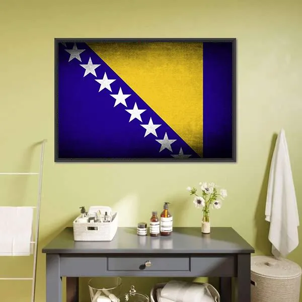 Bosnia & Herzegovina Flag Canvas Wall Art