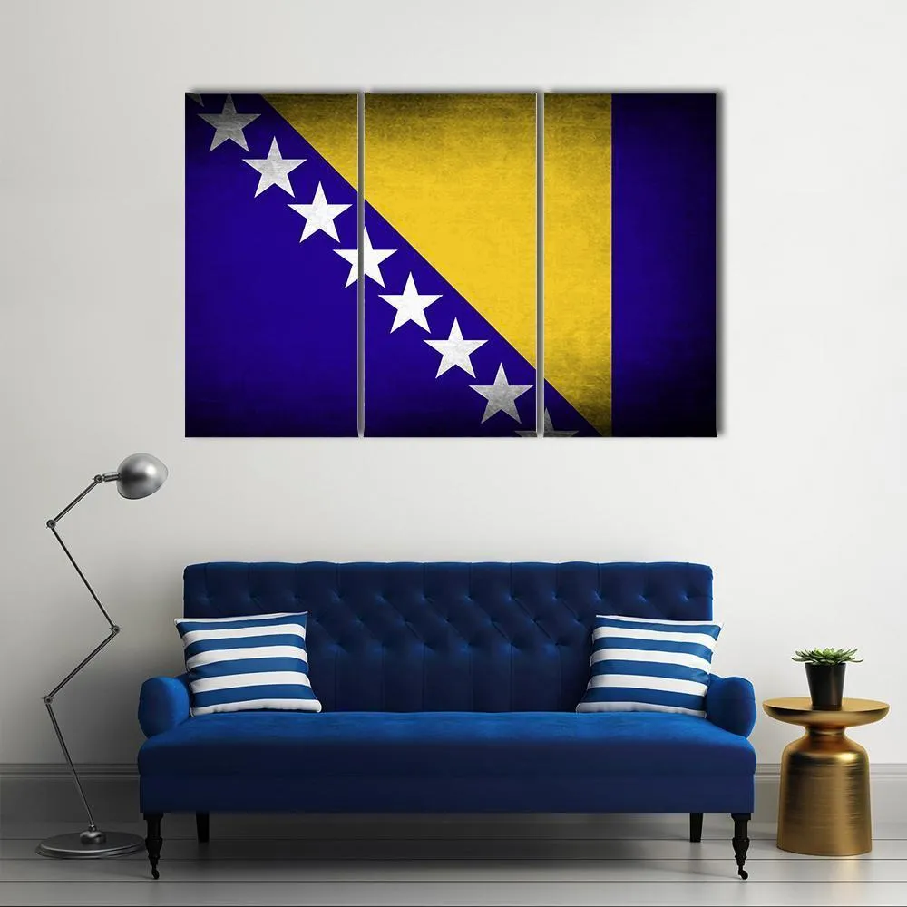 Bosnia & Herzegovina Flag Canvas Wall Art