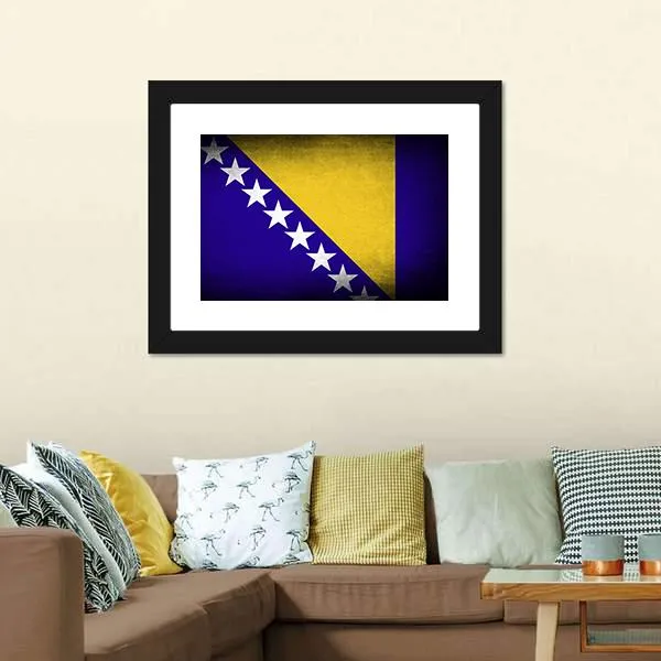 Bosnia & Herzegovina Flag Canvas Wall Art